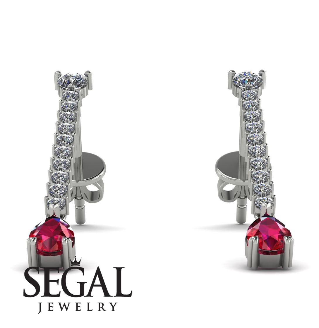 Hanging Oval Ruby Earrings - Tatiana No. 48