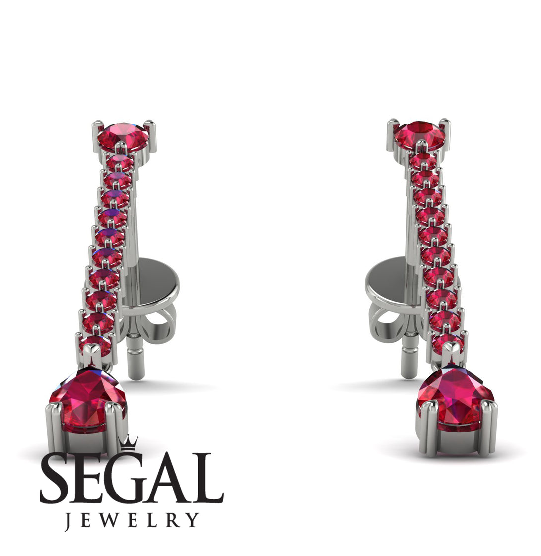 Hanging Oval Ruby Earrings - Tatiana No. 57