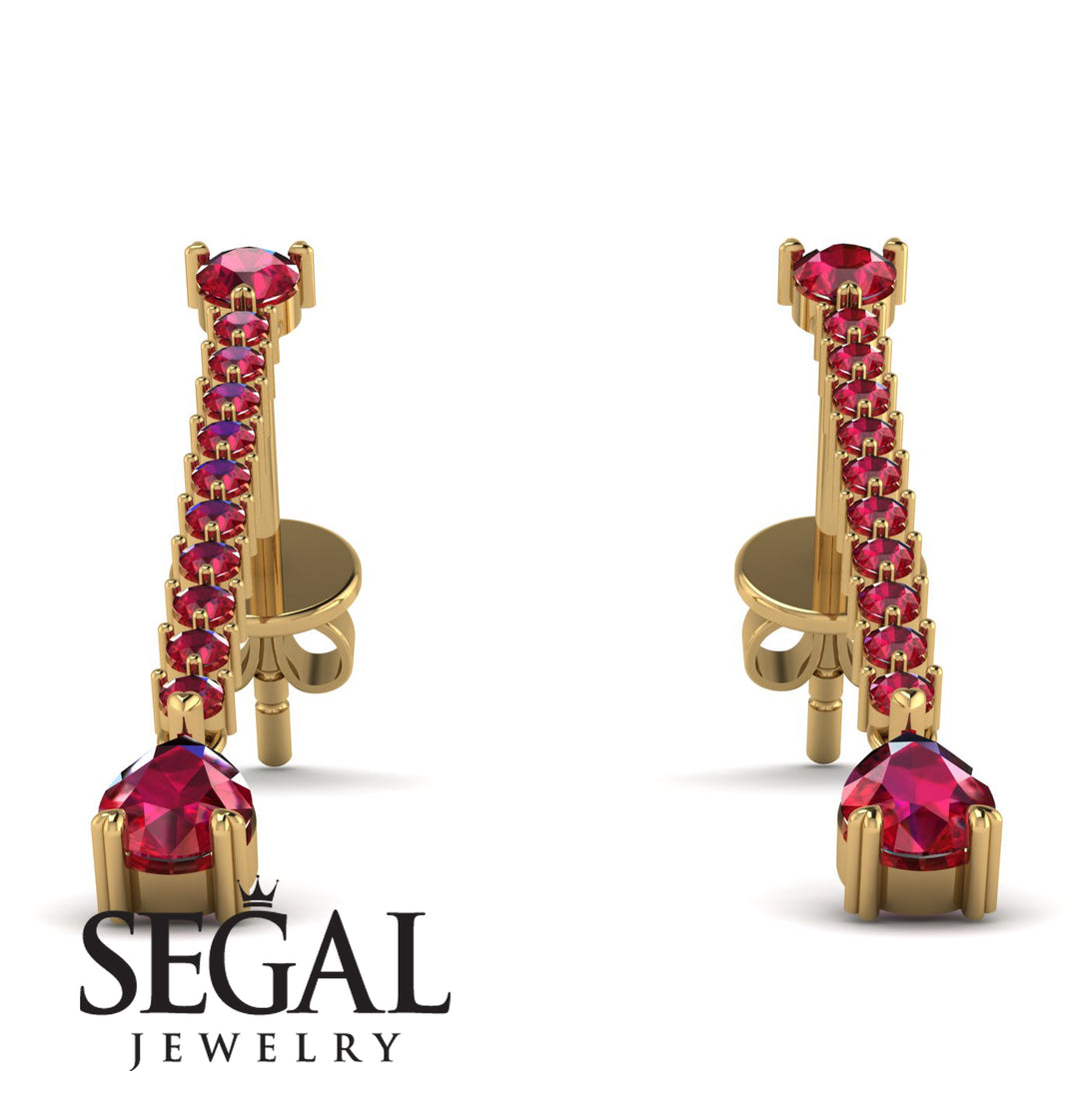 Hanging Oval Ruby Earrings - Tatiana No. 55