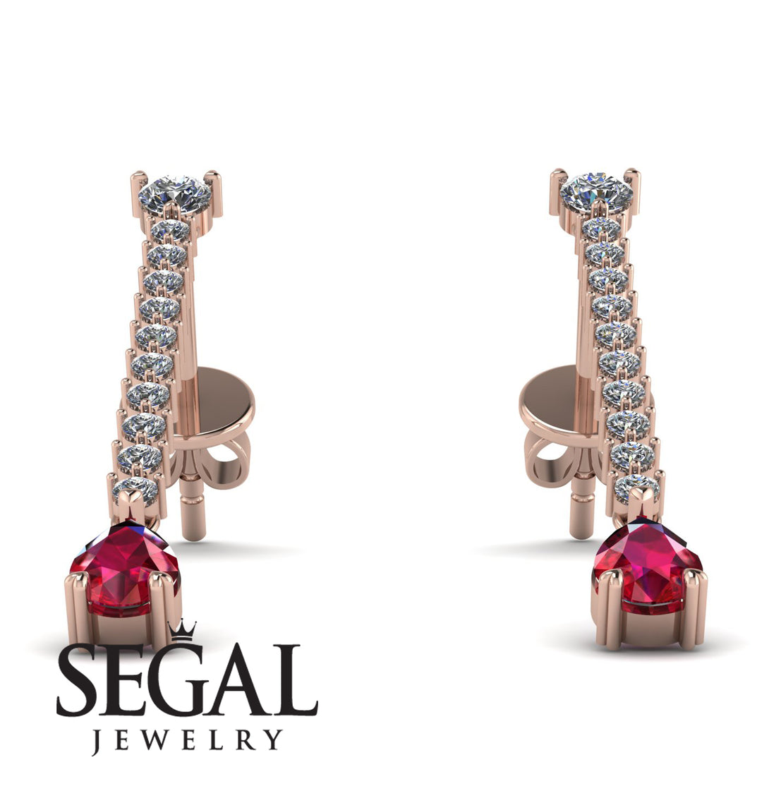 Hanging Oval Ruby Earrings - Tatiana No. 47