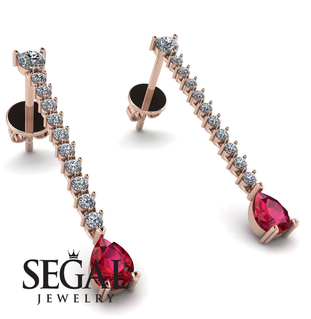 Hanging Oval Ruby Earrings - Tatiana No. 47