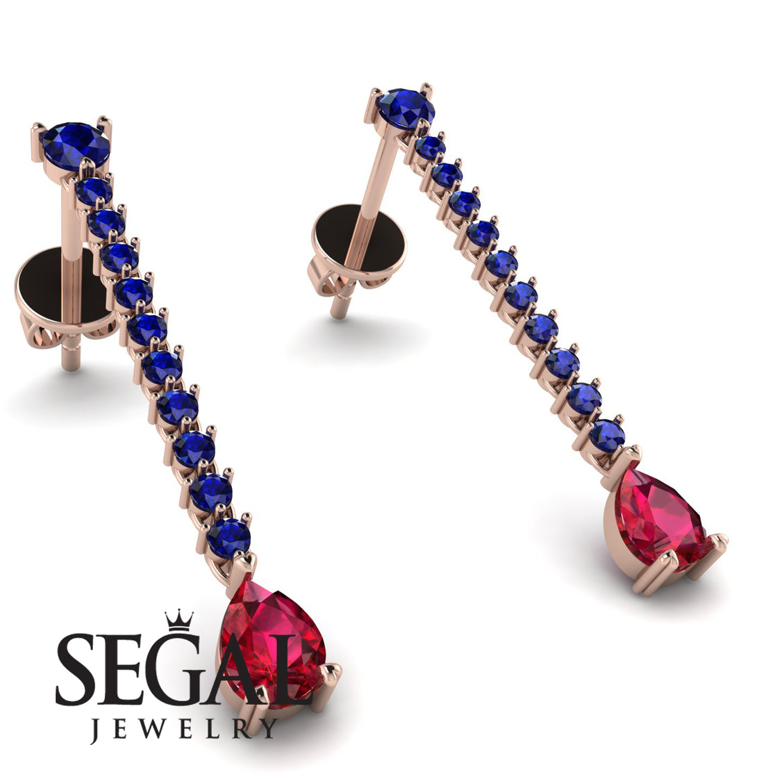 Hanging Oval Ruby Earrings - Tatiana No. 59