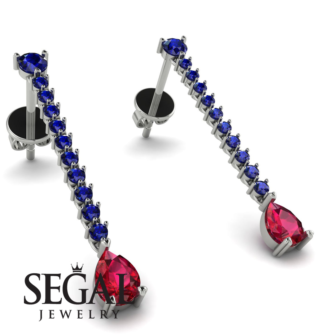 Hanging Oval Ruby Earrings - Tatiana No. 60