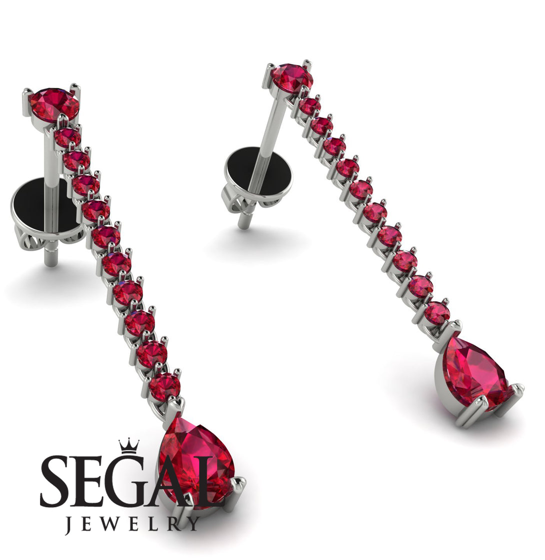 Hanging Oval Ruby Earrings - Tatiana No. 57