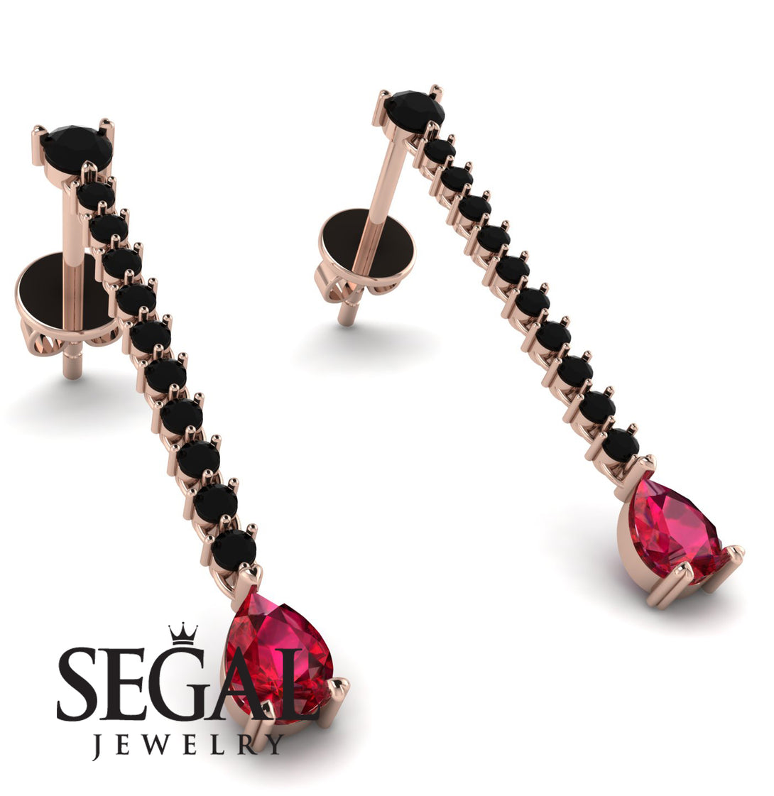 Hanging Oval Ruby Earrings - Tatiana No. 53