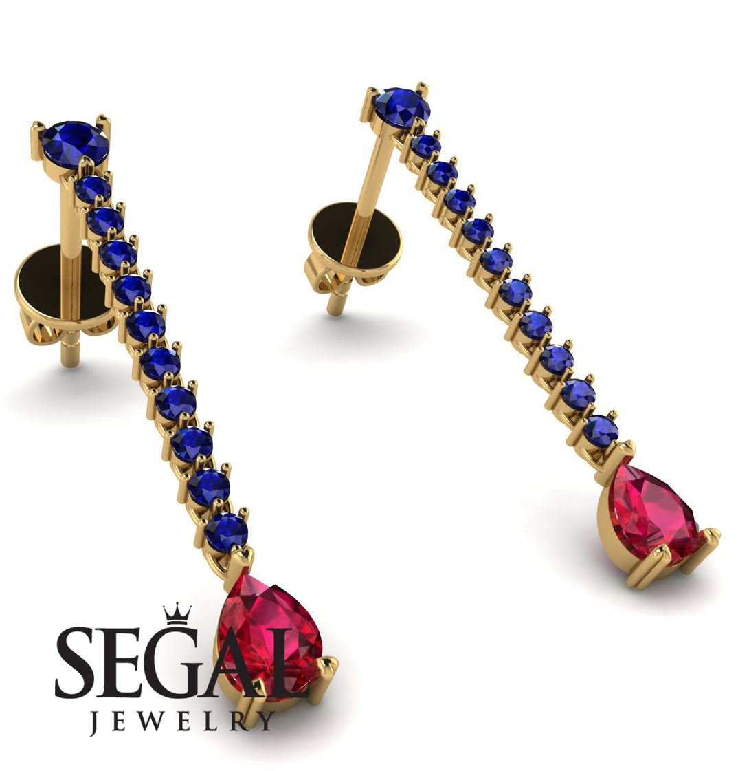 Hanging Oval Ruby Earrings - Tatiana No. 58