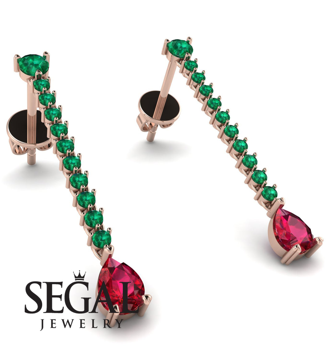 Hanging Oval Ruby Earrings - Tatiana No. 50
