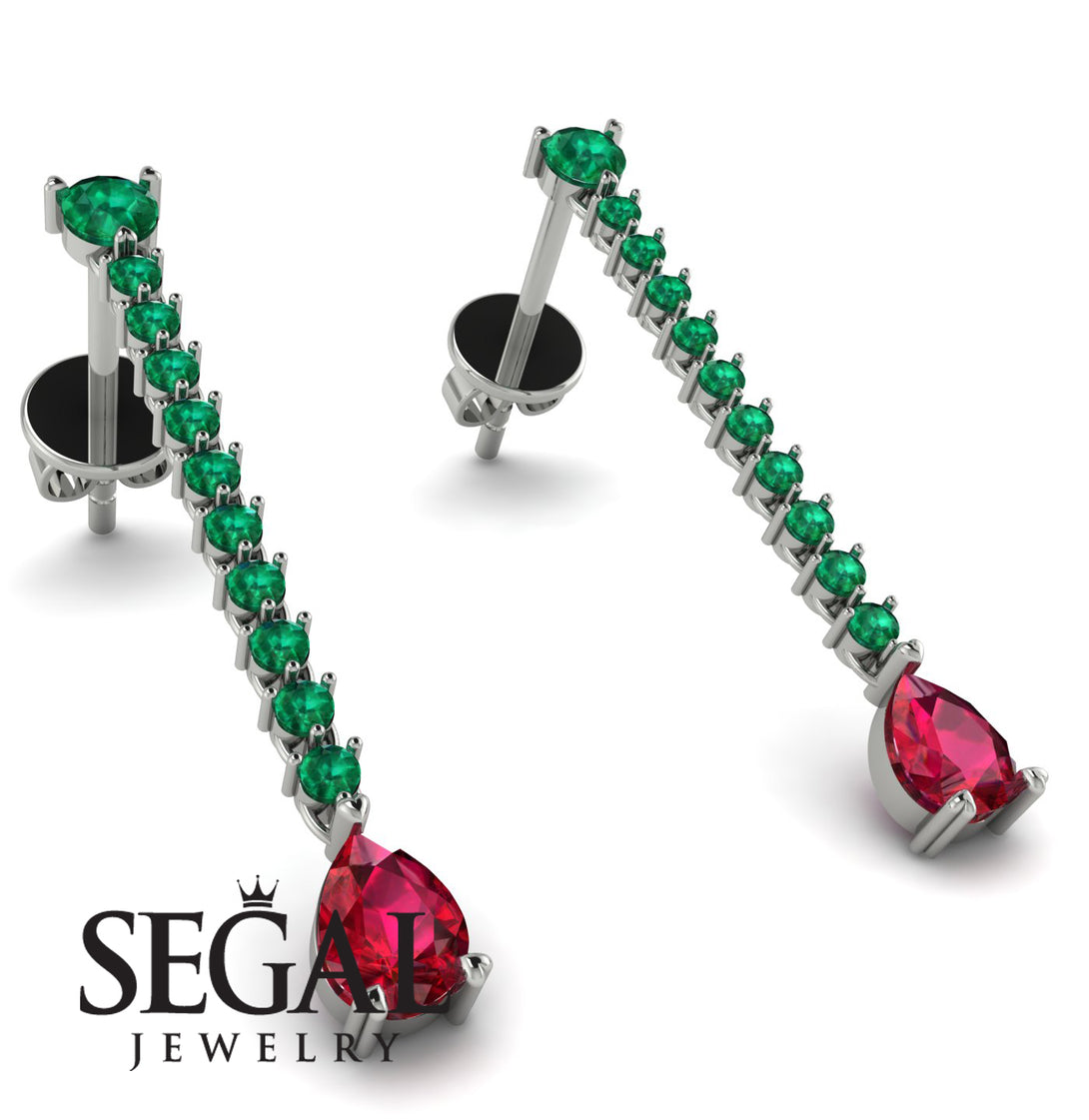 Hanging Oval Ruby Earrings - Tatiana No. 51