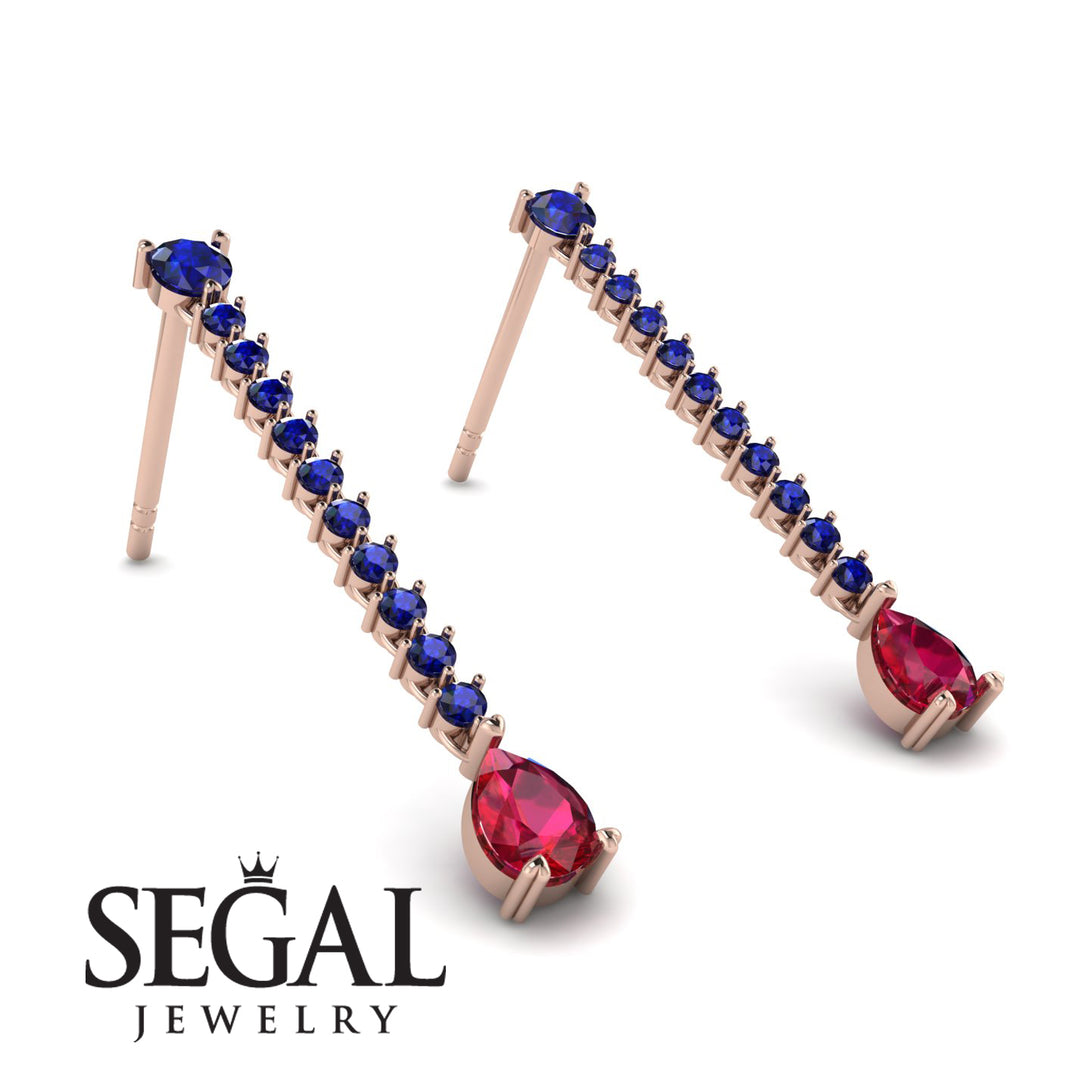 Hanging Oval Ruby Earrings - Tatiana No. 59