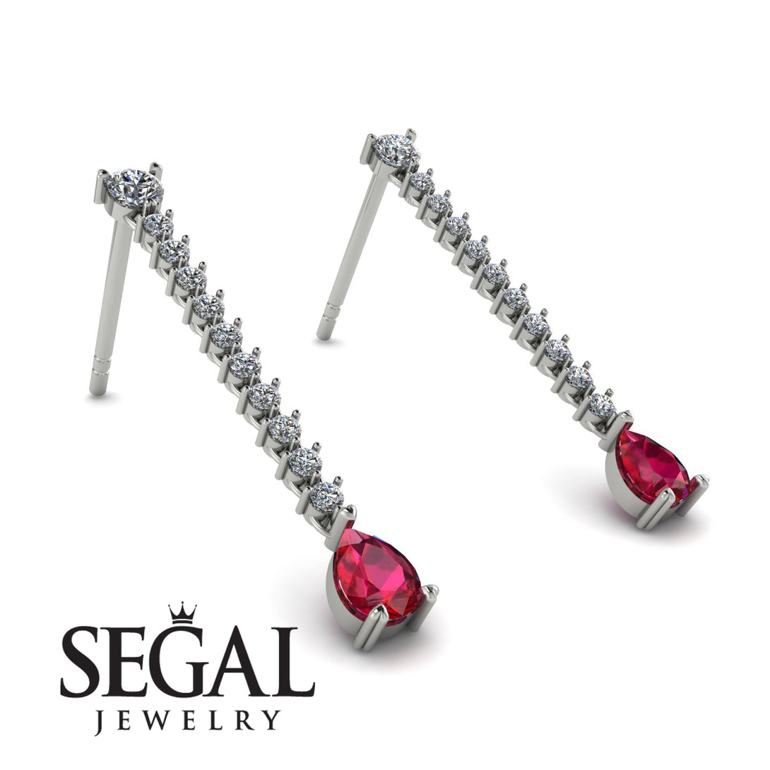 Hanging Oval Ruby Earrings - Tatiana No. 48