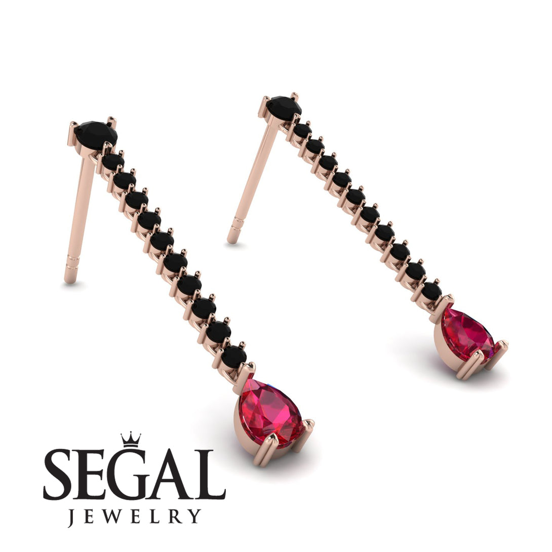 Hanging Oval Ruby Earrings - Tatiana No. 53