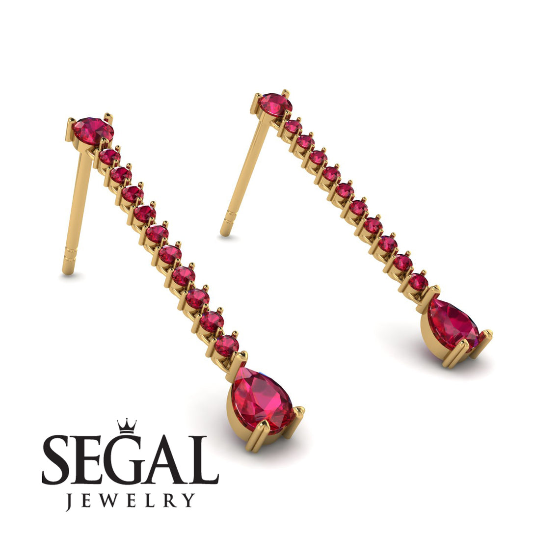 Hanging Oval Ruby Earrings - Tatiana No. 55