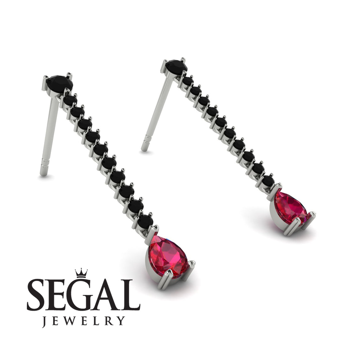 Hanging Oval Ruby Earrings - Tatiana No. 54