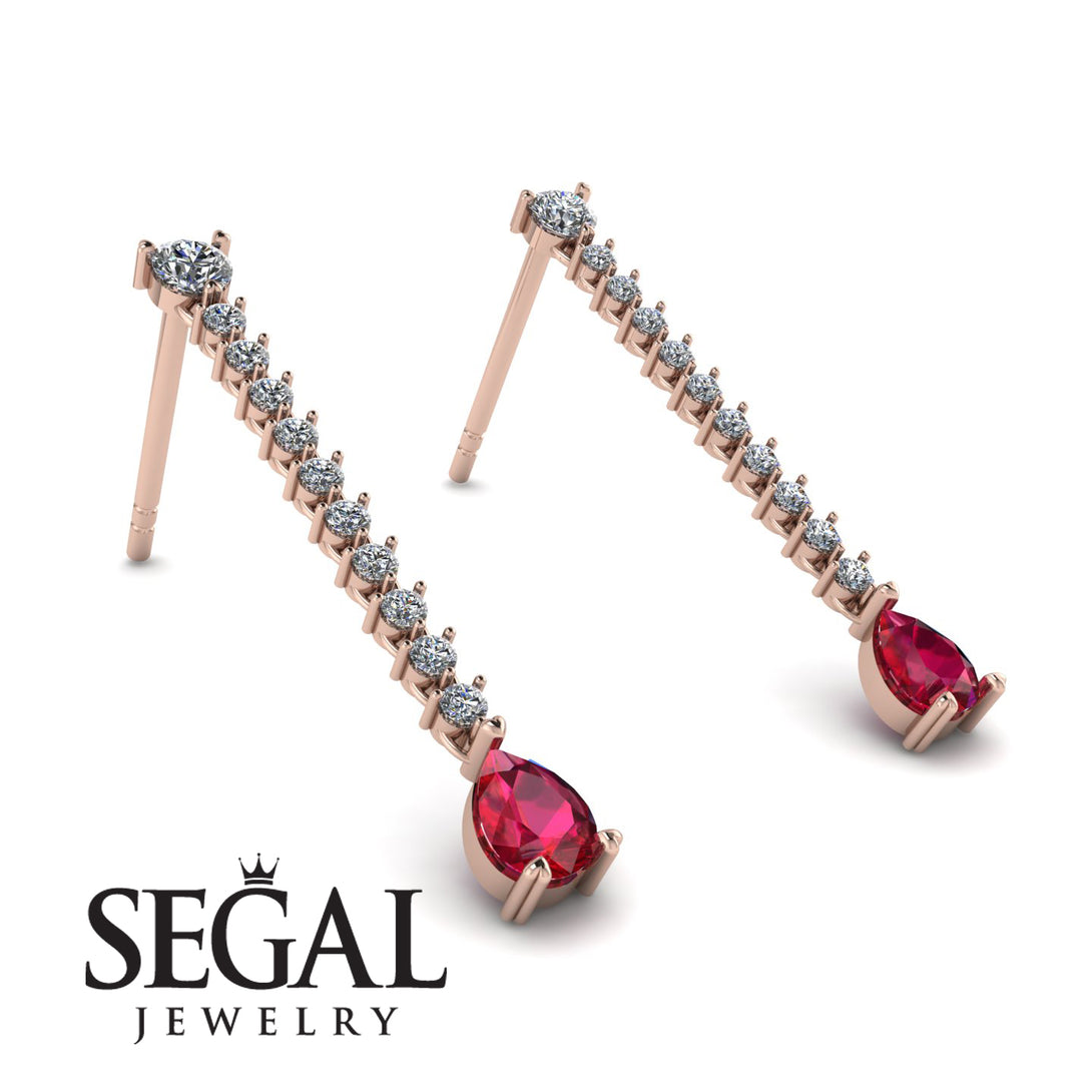 Hanging Oval Ruby Earrings - Tatiana No. 47