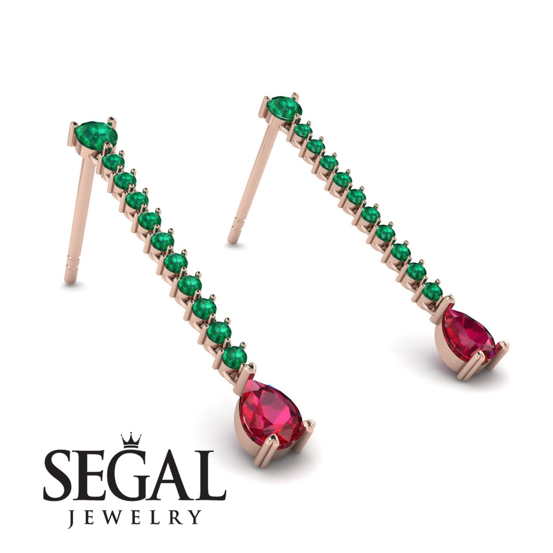 Hanging Oval Ruby Earrings - Tatiana No. 50
