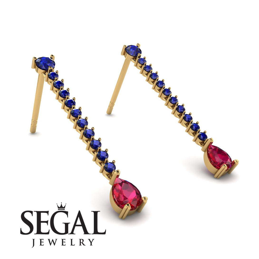 Hanging Oval Ruby Earrings - Tatiana No. 58