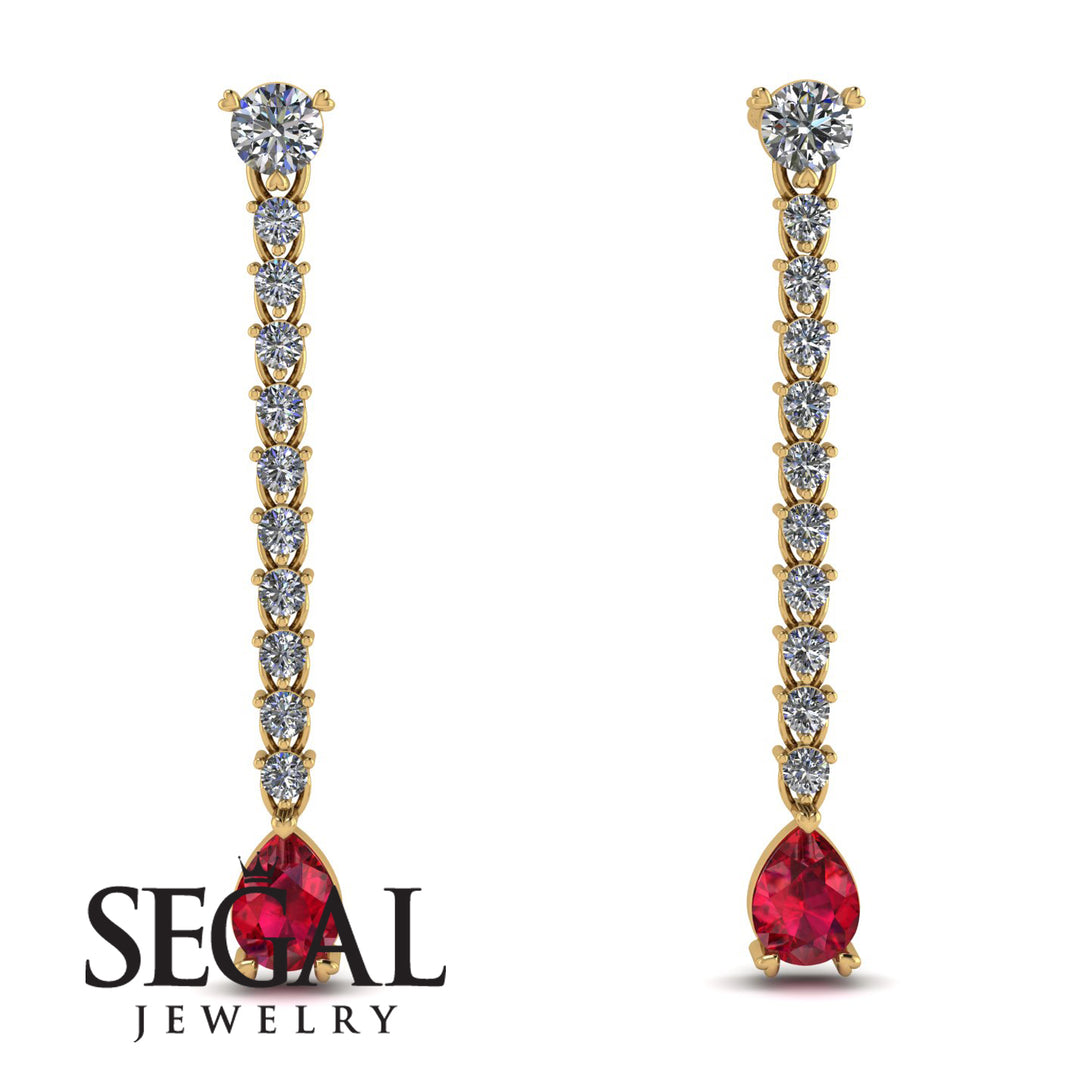 Hanging Oval Ruby Earrings - Tatiana No. 46