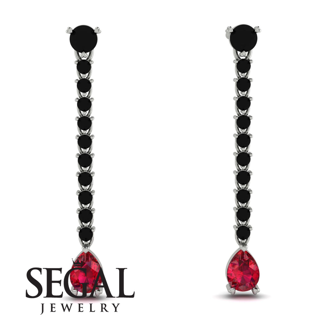 Hanging Oval Ruby Earrings - Tatiana No. 54