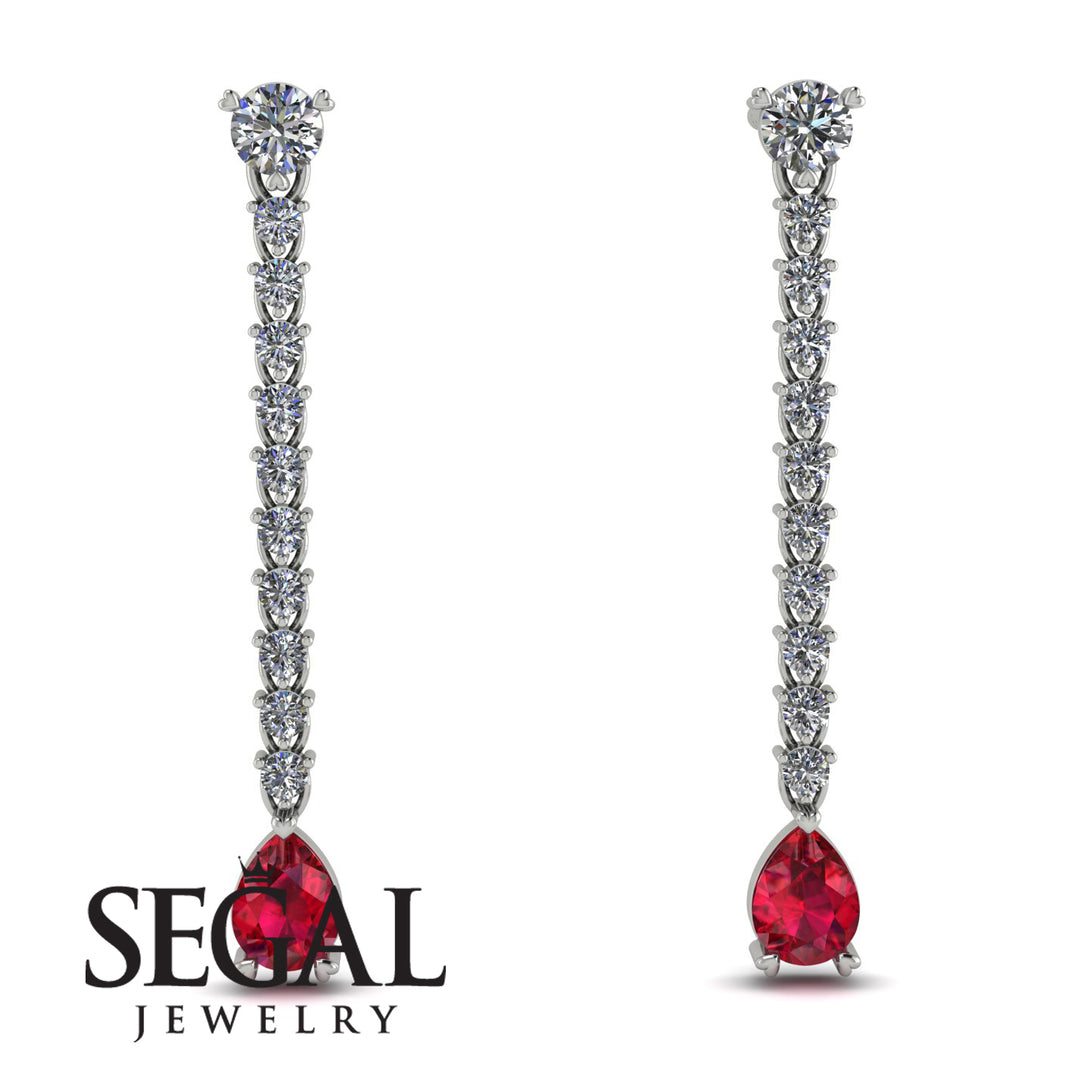 Hanging Oval Ruby Earrings - Tatiana No. 48