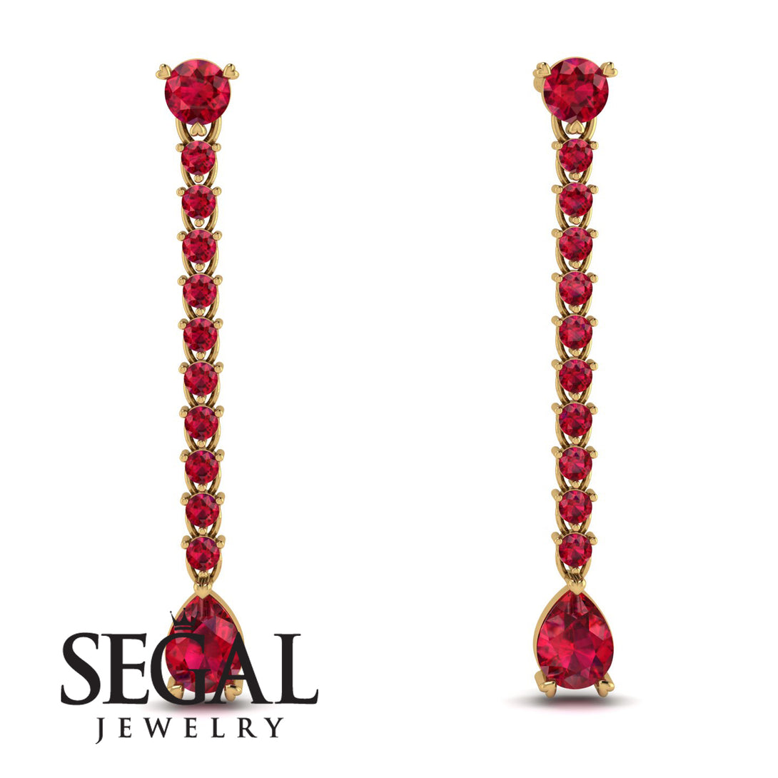 Hanging Oval Ruby Earrings - Tatiana No. 55