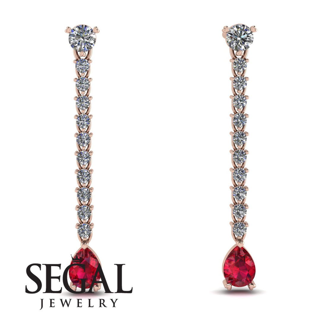 Hanging Oval Ruby Earrings - Tatiana No. 47