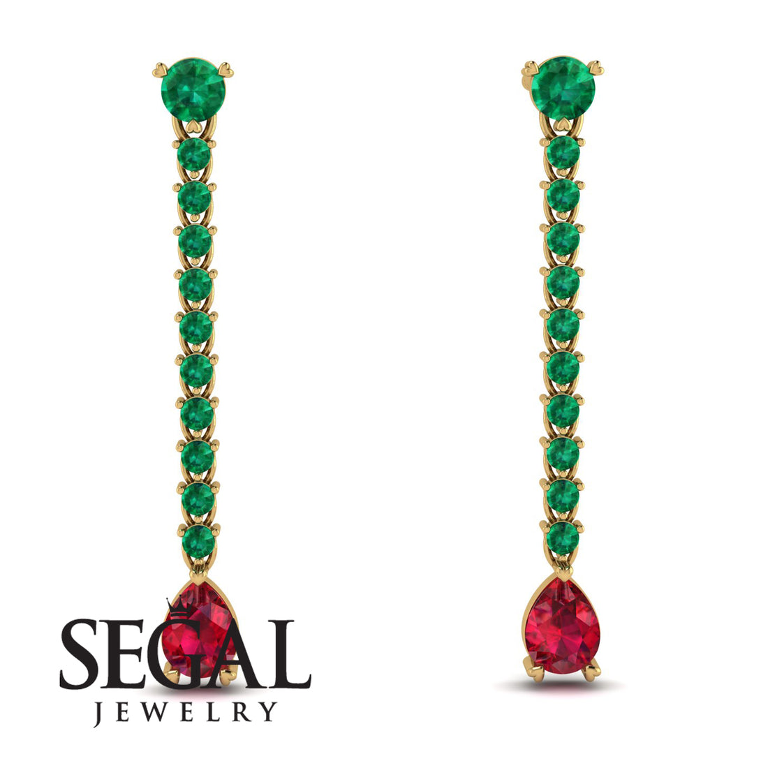 Hanging Oval Ruby Earrings - Tatiana No. 49