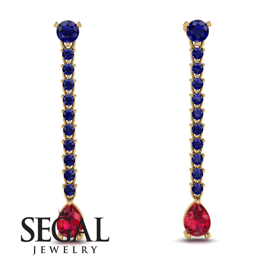 Hanging Oval Ruby Earrings - Tatiana No. 58