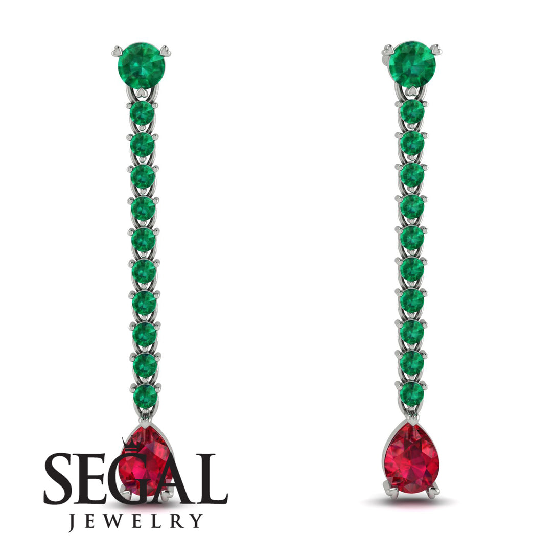 Hanging Oval Ruby Earrings - Tatiana No. 51