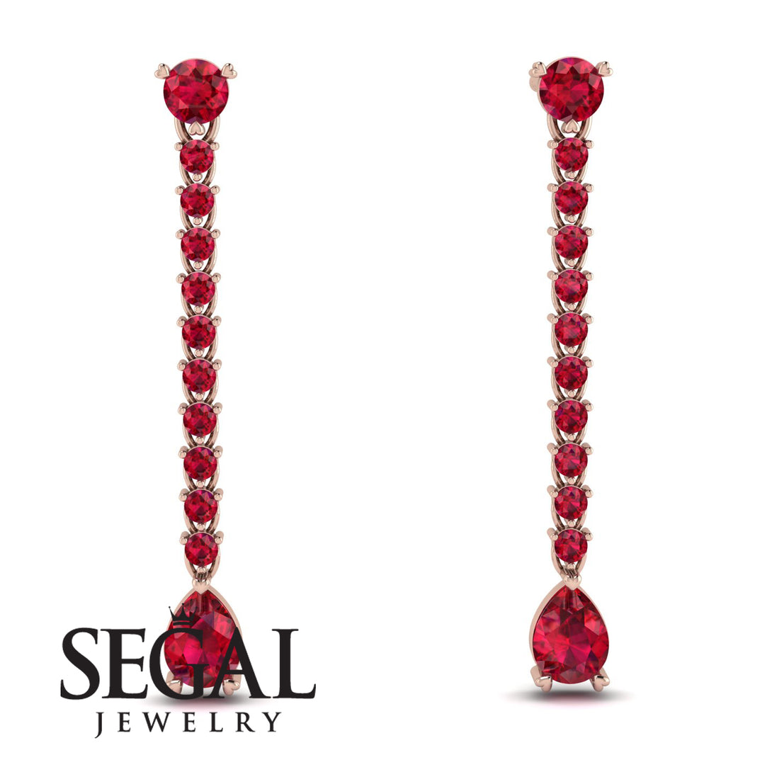 Hanging Oval Ruby Earrings - Tatiana No. 56
