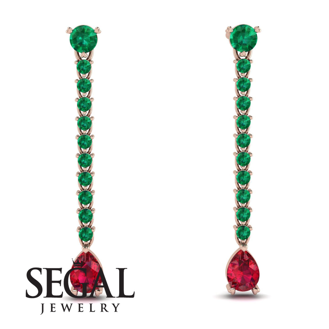 Hanging Oval Ruby Earrings - Tatiana No. 50