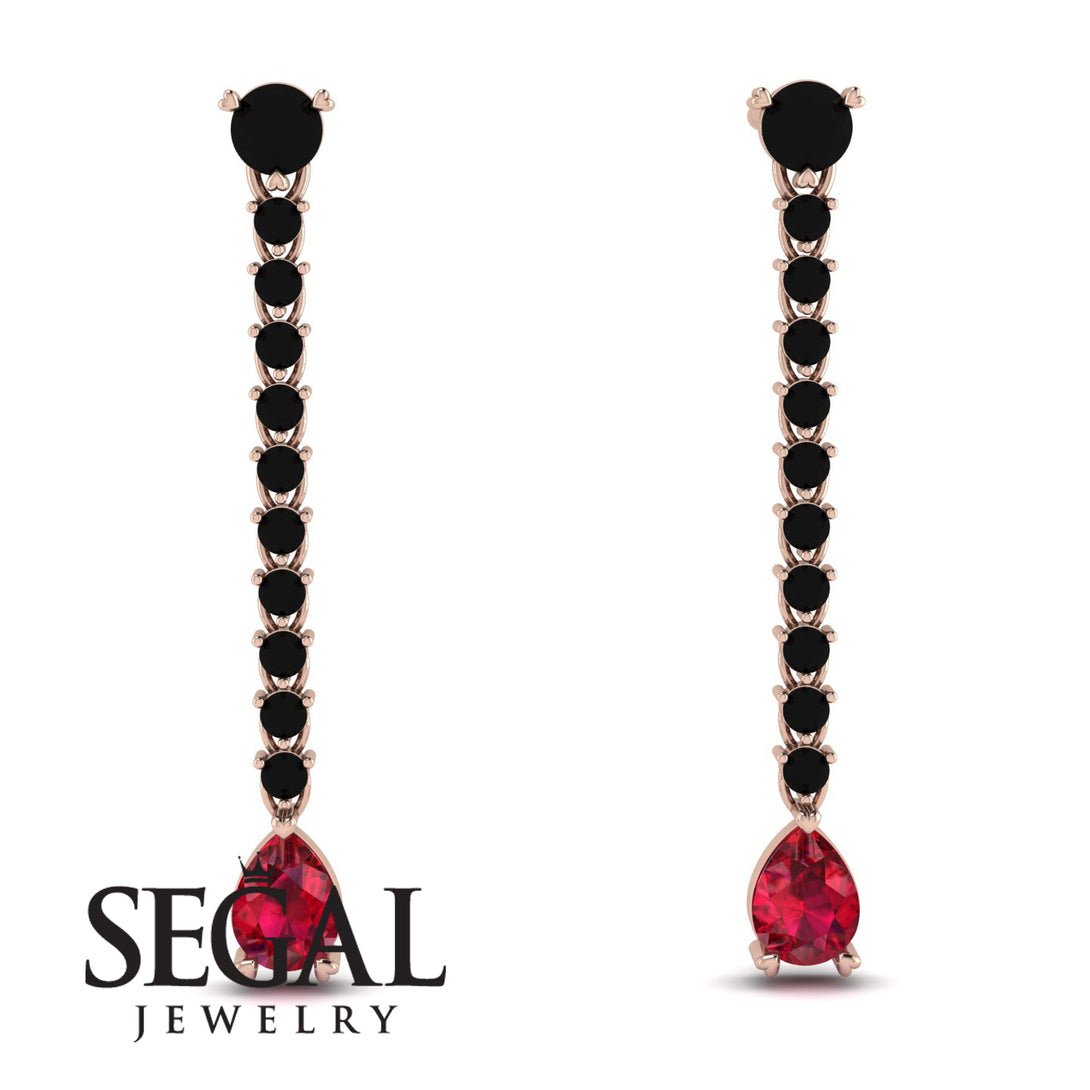 Hanging Oval Ruby Earrings - Tatiana No. 53