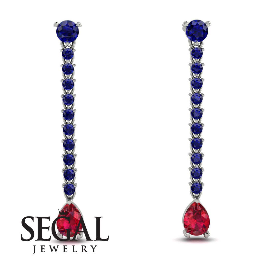 Hanging Oval Ruby Earrings - Tatiana No. 60