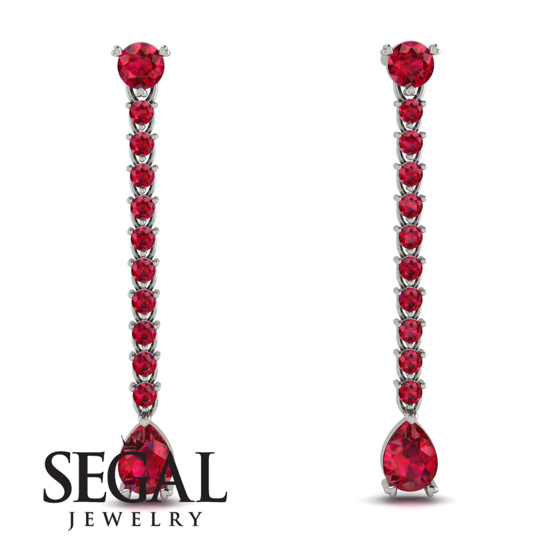 Hanging Oval Ruby Earrings - Tatiana No. 57