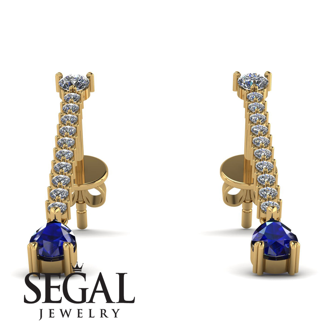 Hanging Oval Sapphire Earrings - Tatiana No. 61