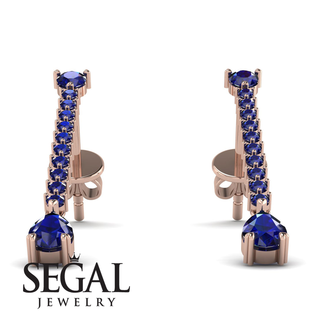 Hanging Oval Sapphire Earrings - Tatiana No. 74