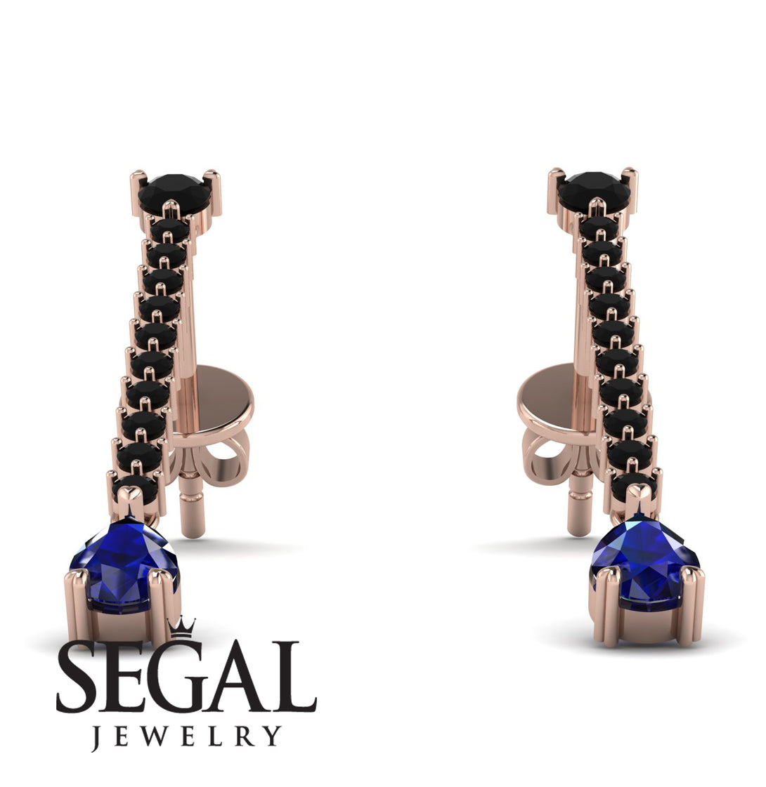 Hanging Oval Sapphire Earrings - Tatiana No. 68