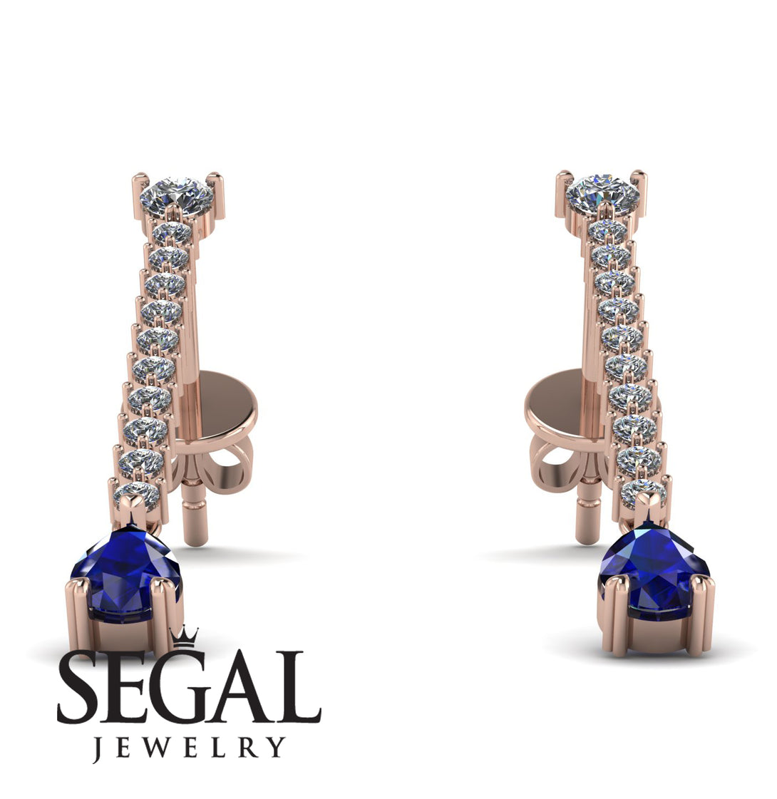 Hanging Oval Sapphire Earrings - Tatiana No. 62