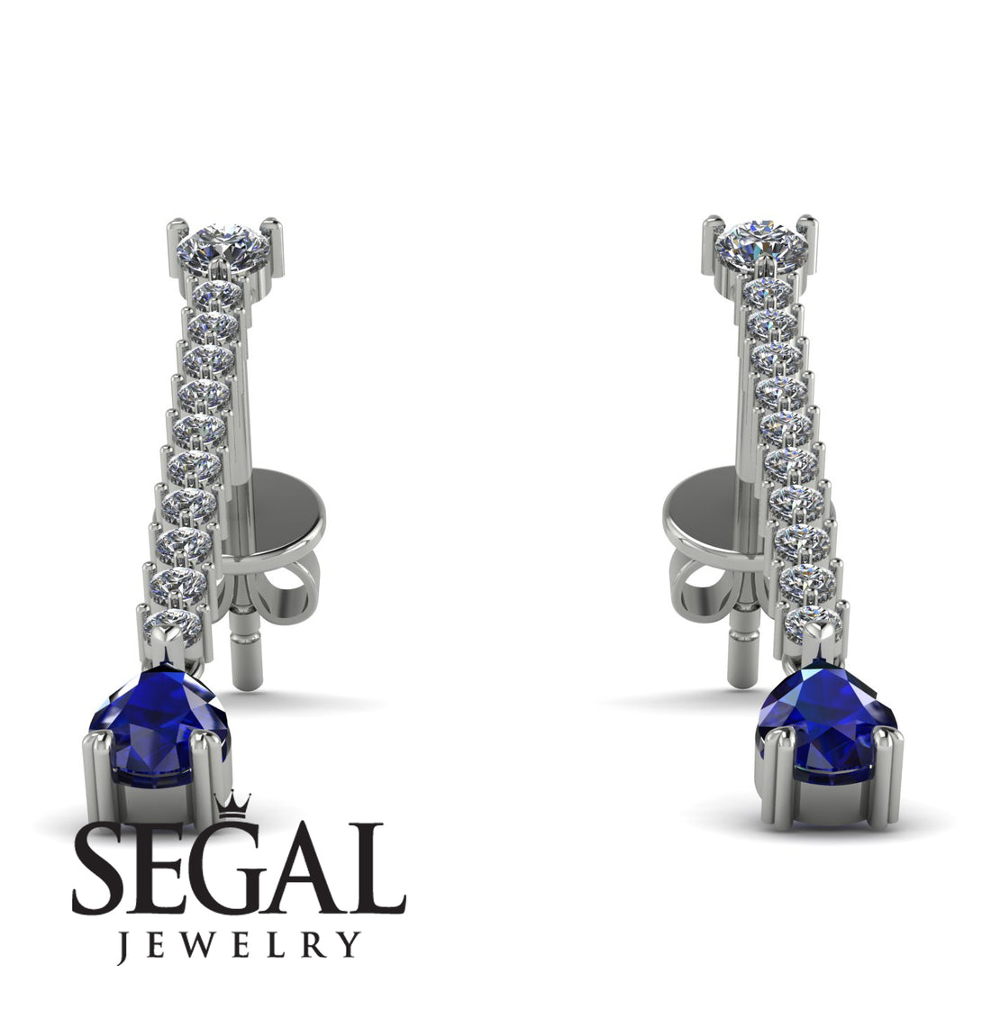 Hanging Oval Sapphire Earrings - Tatiana No. 63