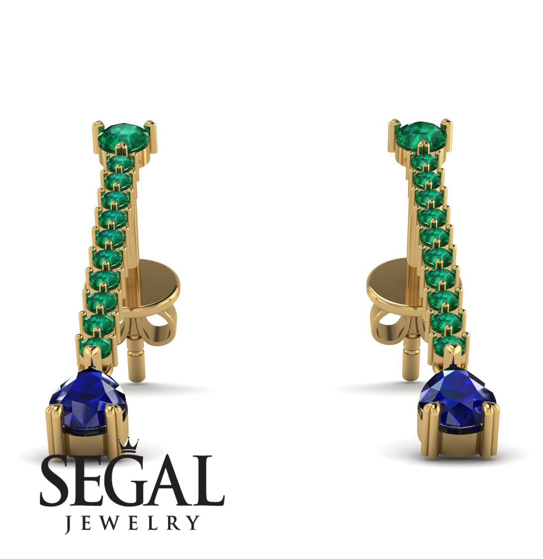 Hanging Oval Sapphire Earrings - Tatiana No. 64