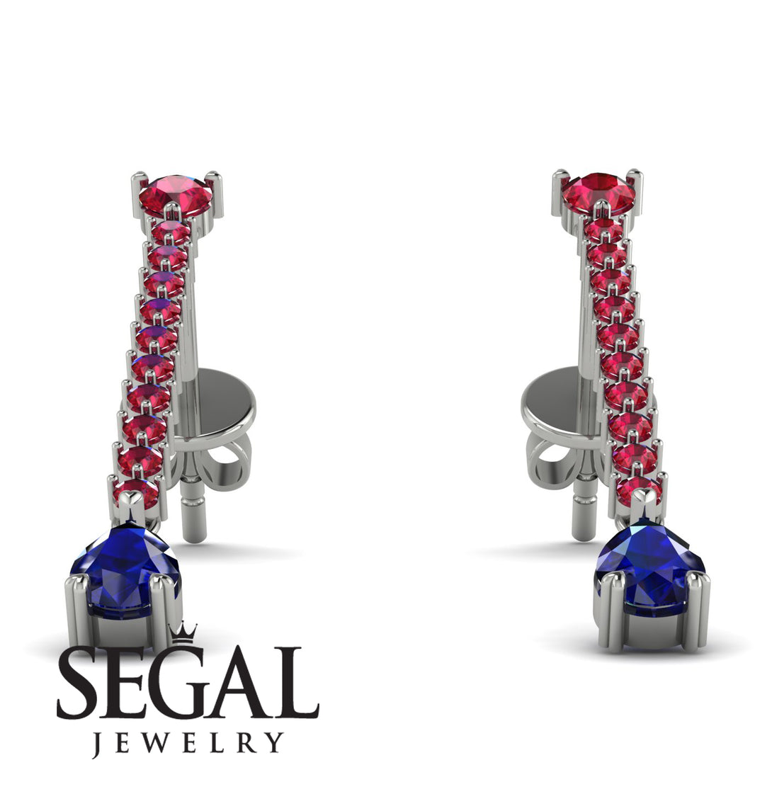 Hanging Oval Sapphire Earrings - Tatiana No. 72