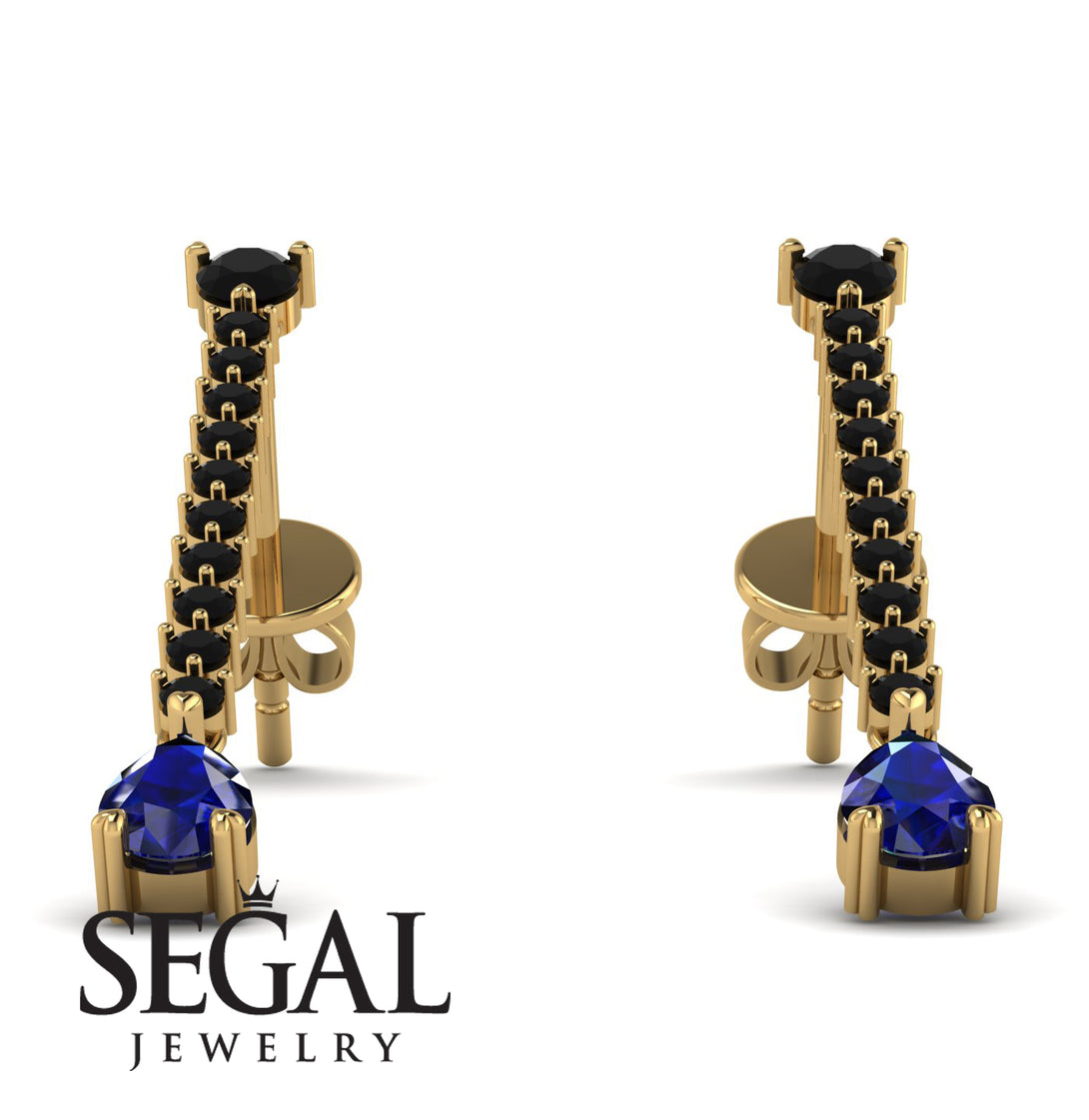 Hanging Oval Sapphire Earrings - Tatiana No. 67