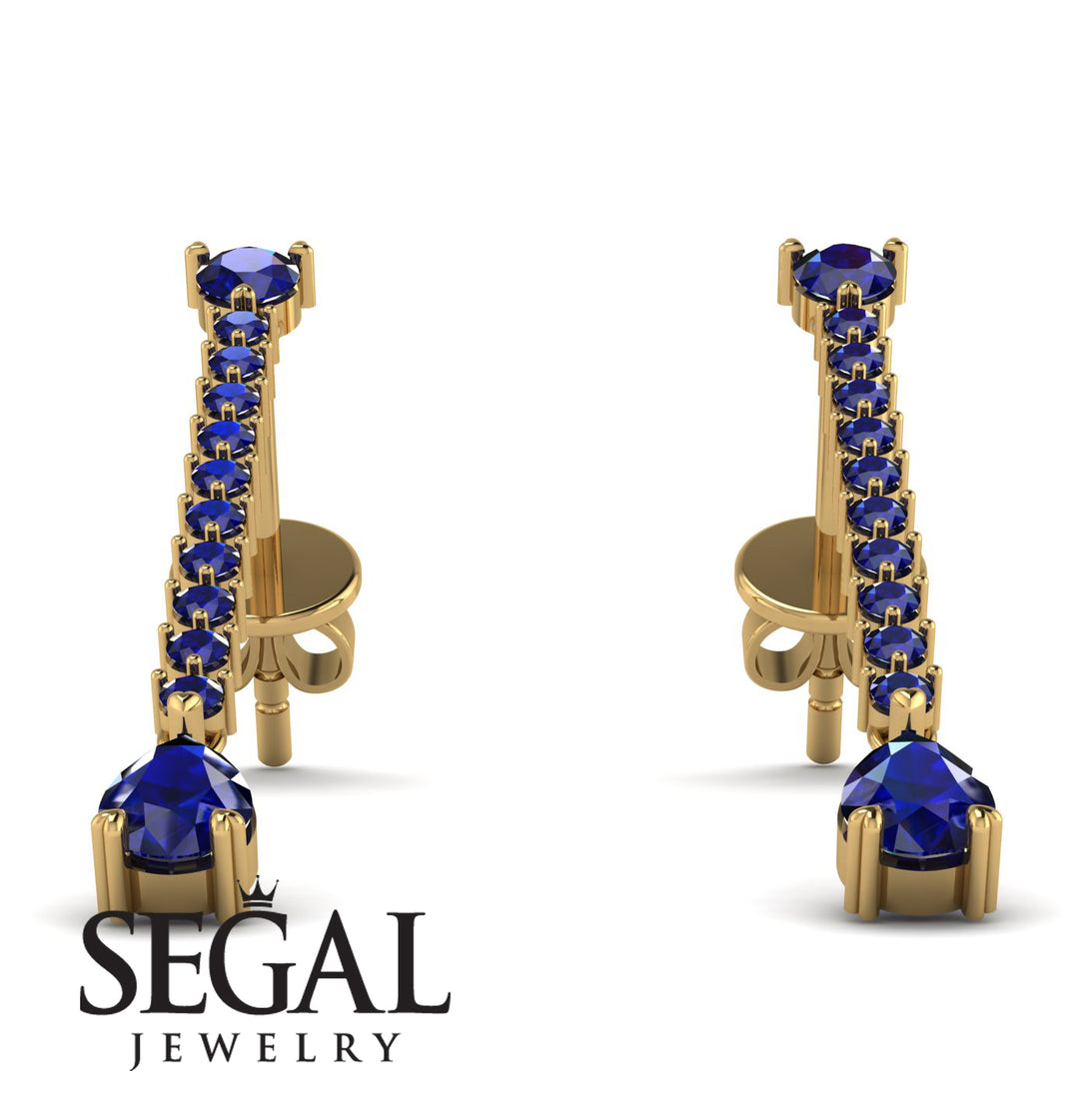 Hanging Oval Sapphire Earrings - Tatiana No. 73