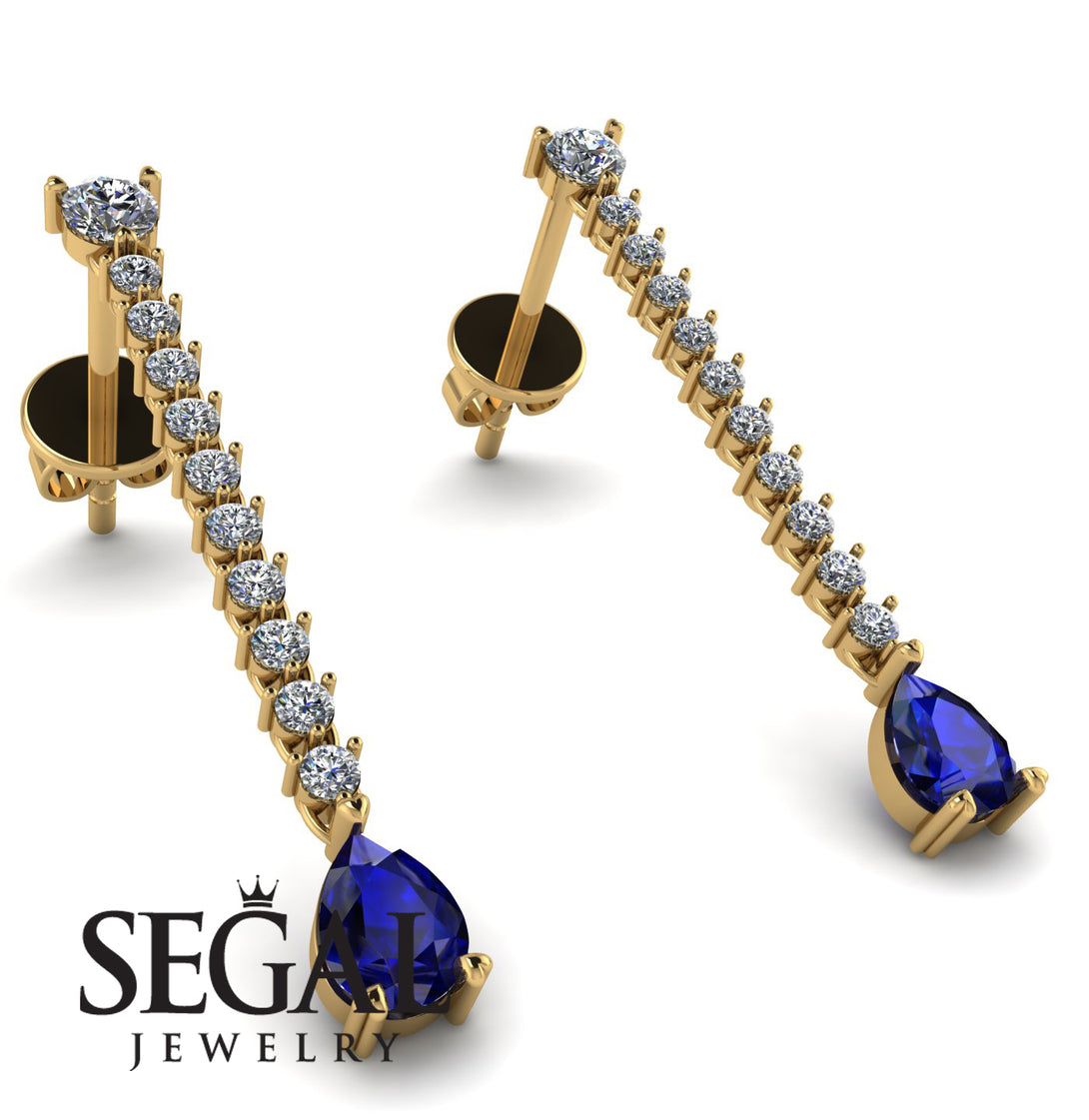 Hanging Oval Sapphire Earrings - Tatiana No. 61
