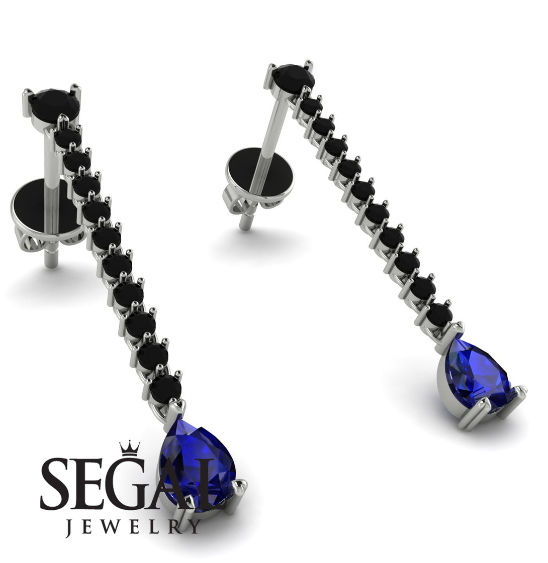 Hanging Oval Sapphire Earrings - Tatiana No. 69