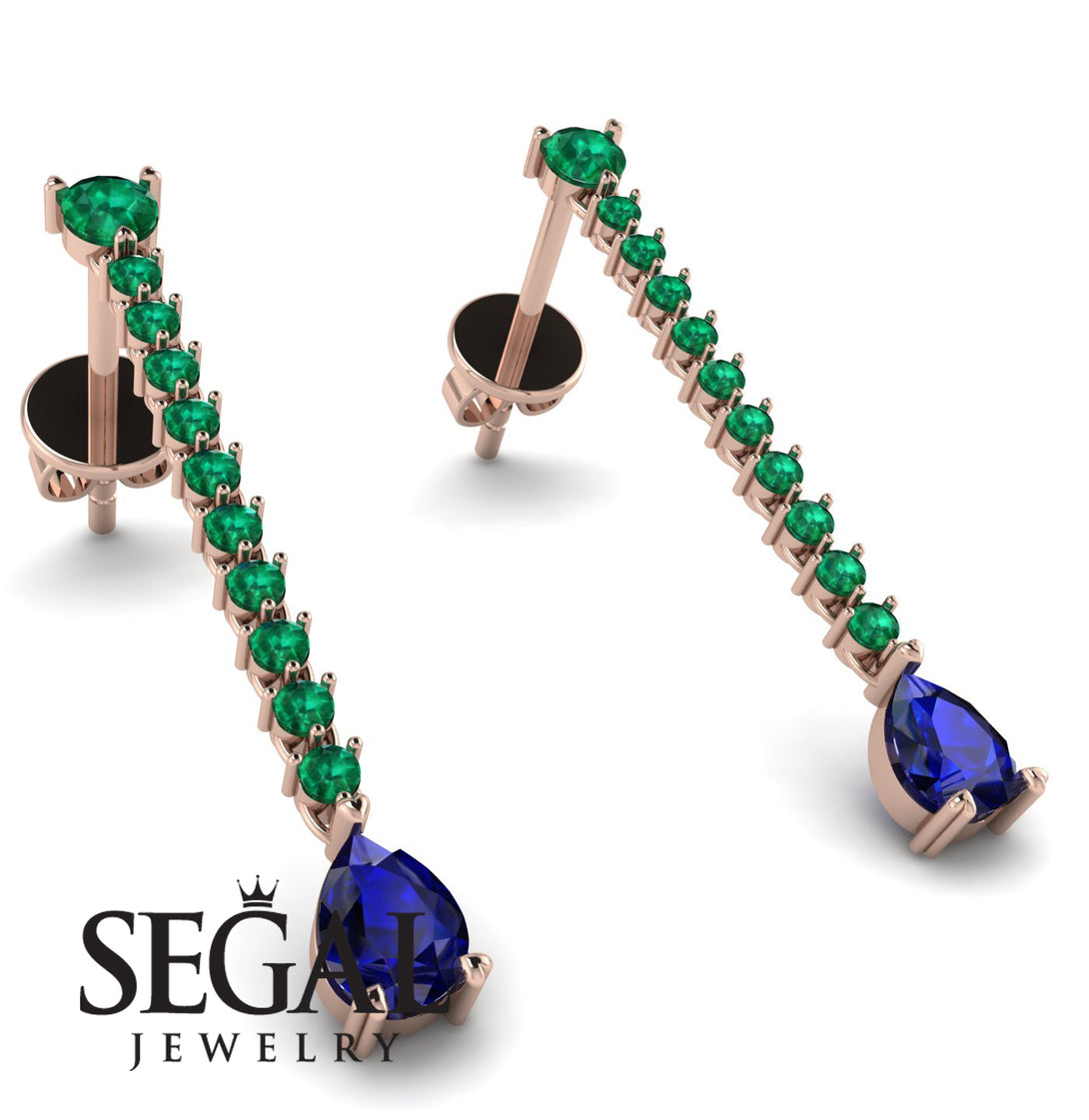 Hanging Oval Sapphire Earrings - Tatiana No. 65