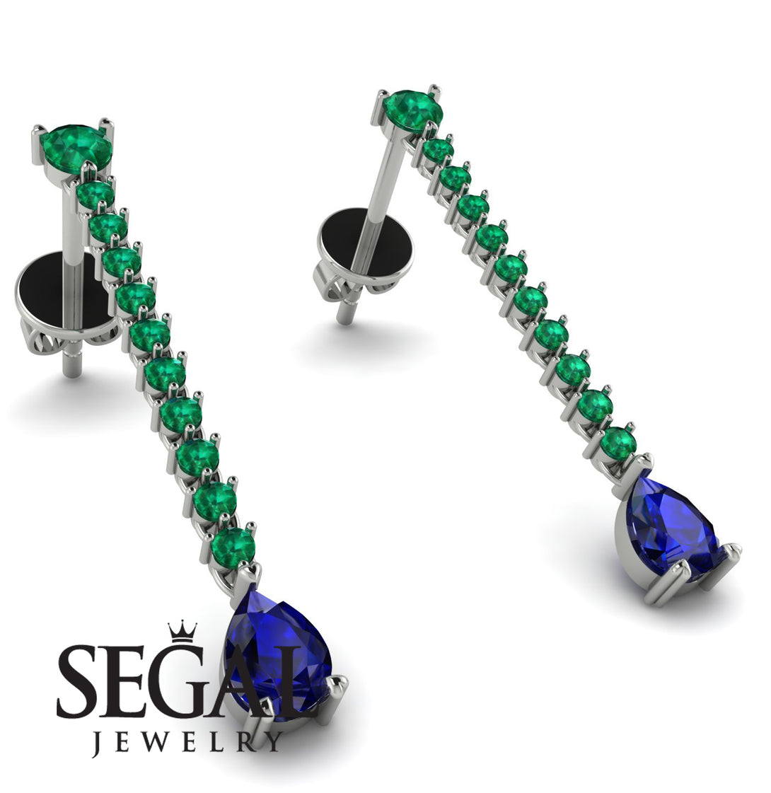 Hanging Oval Sapphire Earrings - Tatiana No. 66