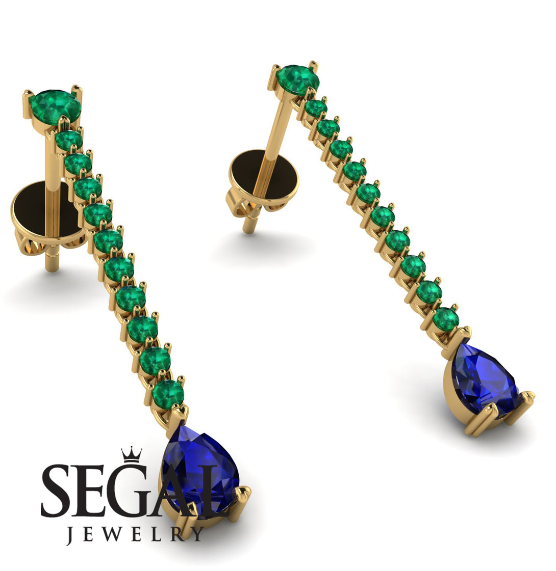 Hanging Oval Sapphire Earrings - Tatiana No. 64