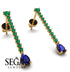 Hanging Oval Sapphire Earrings - Tatiana No. 64