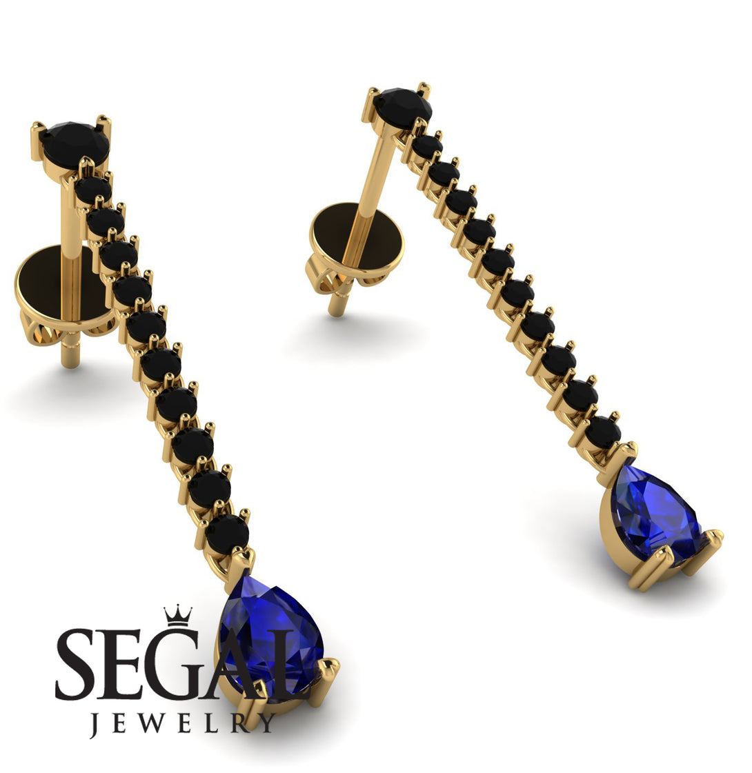 Hanging Oval Sapphire Earrings - Tatiana No. 67