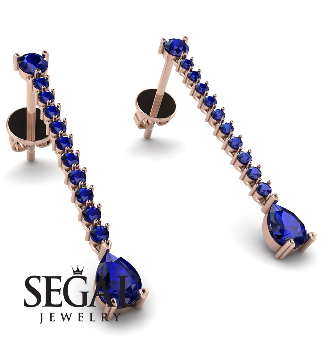 Hanging Oval Sapphire Earrings - Tatiana No. 74